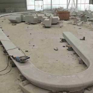 钦州 芝麻白花岗岩弧形花坛石，坐凳石