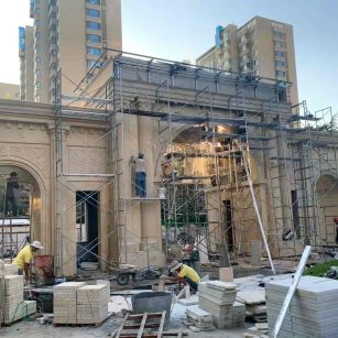 钦州 黄金麻荔枝面花岗岩小区门楼外墙干挂