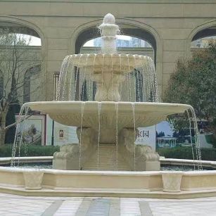 钦州 黄金麻花岗岩异型加工——户外庭院石雕流水喷泉