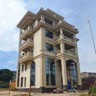 钦州 黄金麻花岗岩石材别墅外墙干挂搭配（雕花栏杆花瓶柱门楼罗马柱）