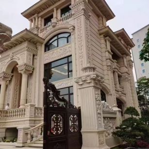 钦州 黄金麻花岗岩别墅外墙干挂效果展示