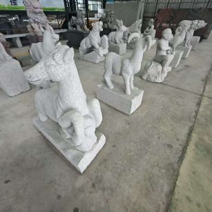 钦州 芝麻白花岗岩造型立体雕刻——十二生肖