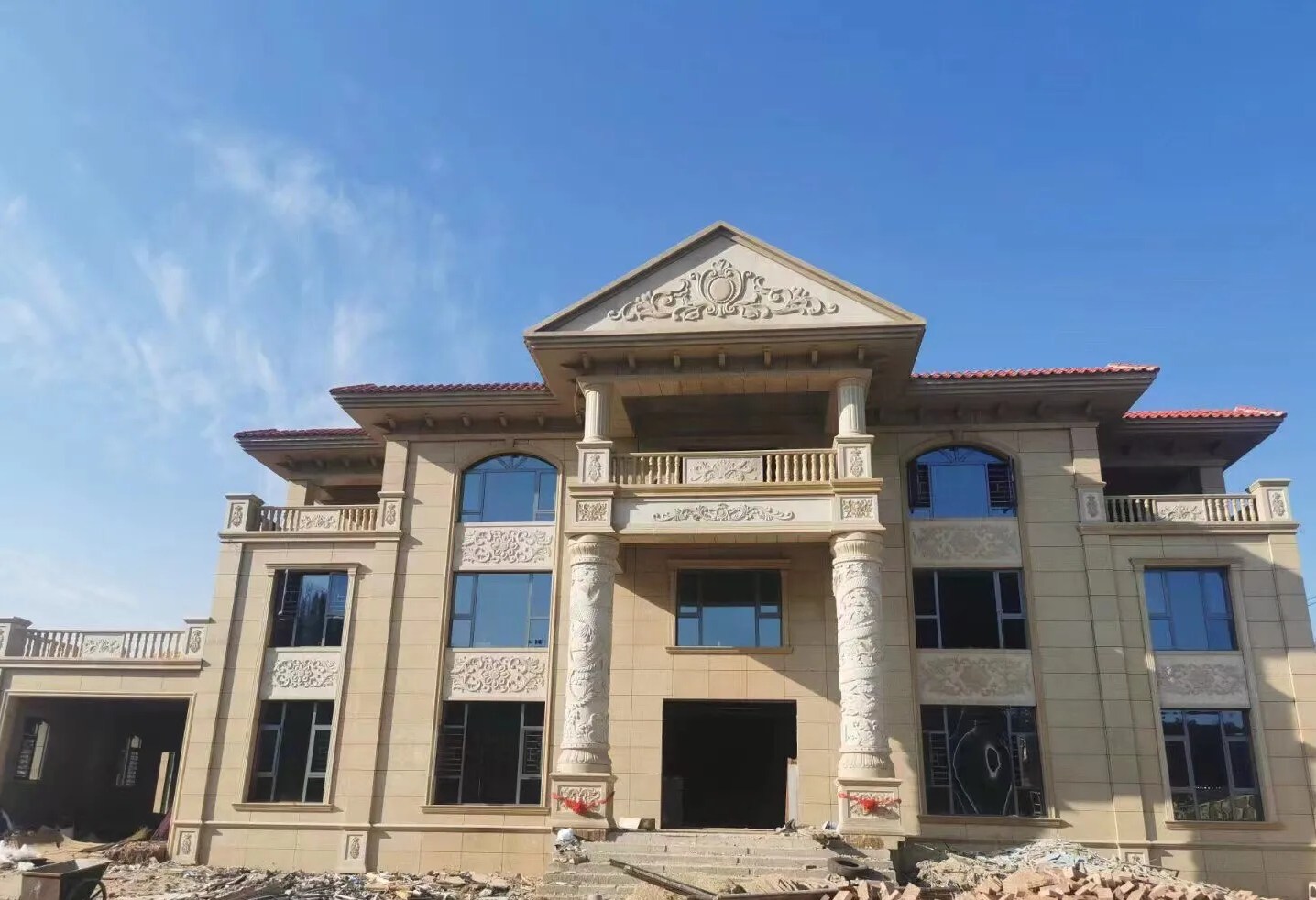 钦州 黄金麻花岗岩别墅外墙干挂